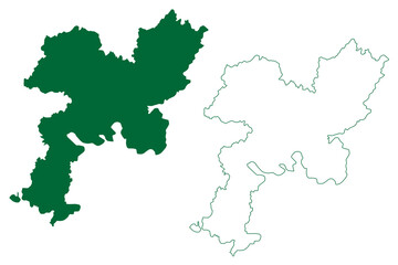 Patiala district (Punjab State, Republic of India) map vector illustration, scribble sketch Patiala map