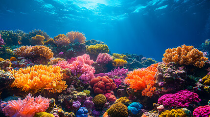 Great Barrier Reef, Australia - Colorful coral reefs bursting with diverse marine life underwater