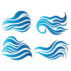Pack of patterns with blue waves.