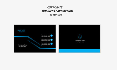 Modern and simple business card design with blue and dark black color.