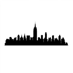 Obraz premium Nyc Skyline Silhouette, Illustration Isolated On White Background