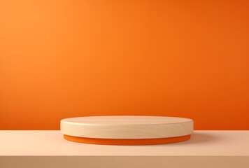 Orange Background Wooden Tabletop Product Display