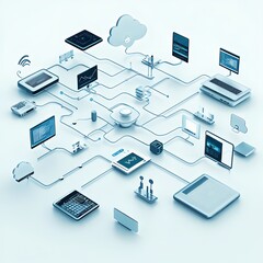 Futuristic Technology Diagram for Information Flow