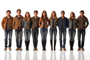 Obraz premium People In A Row On A White Background