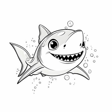 recommend clip art: Cute Cartoon Shark Illustration with Bubbles