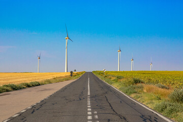 An empty road over Dobrogea hills in Romania