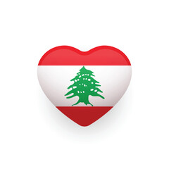 Lebanese national flag in the shape of heart. Lebanon flag. Vector illustration.	