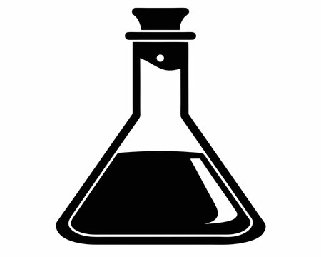 black flask with liquid, science lab equipment clip art preview
