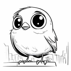 Fototapeta premium Cute Cartoon Bird with Big Eyes Illustration