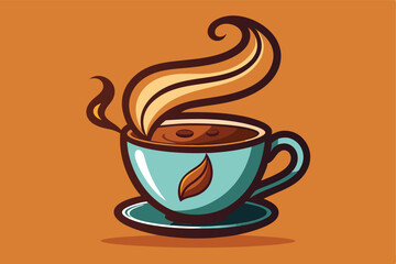 Stylized coffee cup with steam swirling upwards