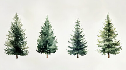 Obraz premium Watercolor Christmas Trees Set