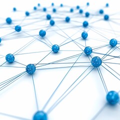 Abstract Blue Network Connectivity and Data Flow