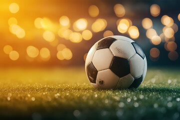 Fototapeta premium close-up soccer ball on a stadium