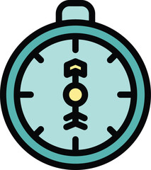 Round compass showing north direction icon, outline style