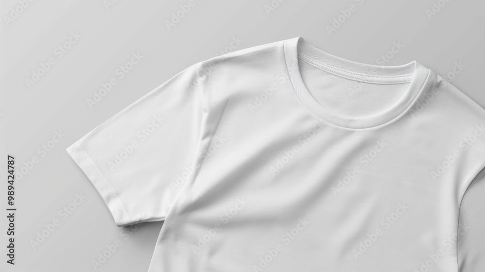 Sticker White T-Shirt Mockup on a Grey Background