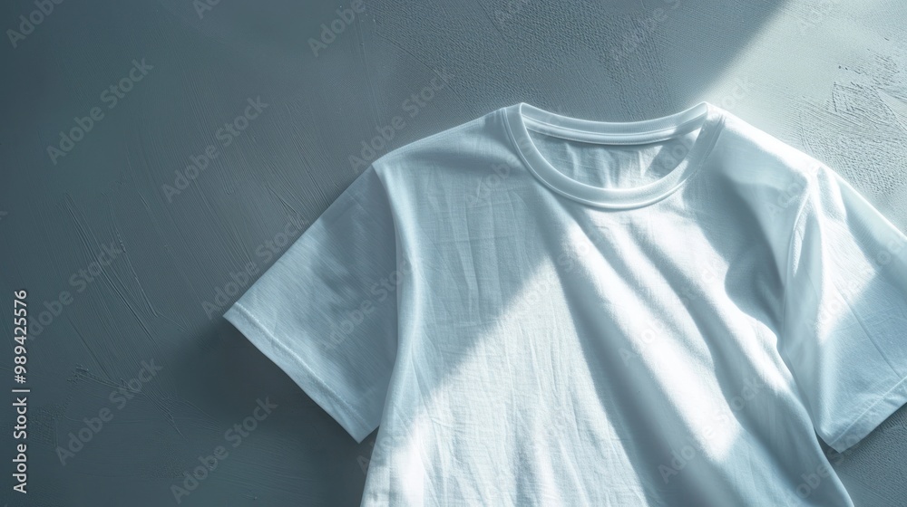 Wall mural White T-Shirt Mockup on a Grey Background