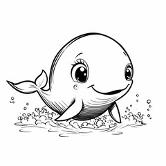Fototapeta premium Cute Cartoon Whale Illustration
