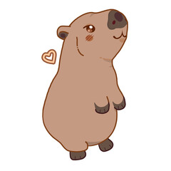 Fototapeta premium Cute capybara isolated on a white background. A charming exotic swimming animal.