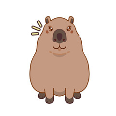 Fototapeta premium Cute capybara isolated on a white background. A charming exotic swimming animal.