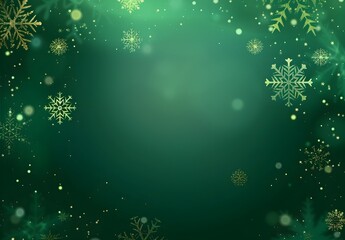 Green Gradient Background with Snowflakes for Christmas