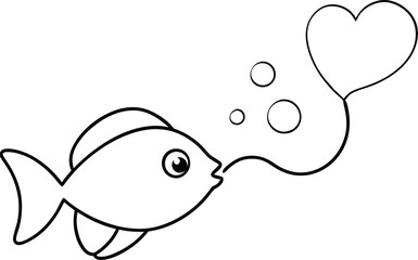 Enchanted Aquarium Heart Shaped Bubbles with Playful Fish Vector
