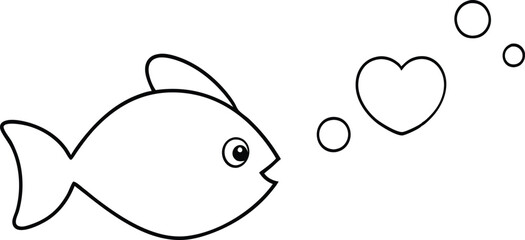 Underwater Love Story Fish Surrounded by Heart Shaped Bubbles
