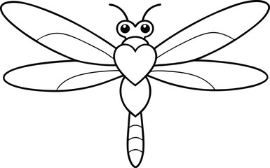 Heartfelt Dragonfly Vector Art Enchanting Design for Nature Lovers
