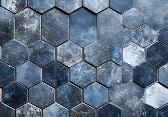 Blue Hexagon Tile Floor Background Texture