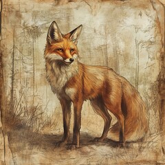 Obraz premium An illustration of a magnificent and cunning fox