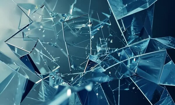A shattered glass window with a blue background 4K Video