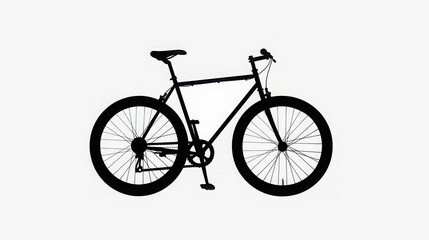 Fototapeta premium A black pictogram of a bicycle, solid black silhouette, centered with transparent background.