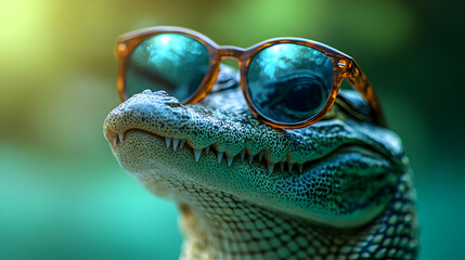 Cool Crocodile Wearing Sunglasses Photo
