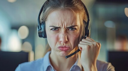 a customer service call with a person looking irritated while on the phone, representing aggravation with unresolved issues