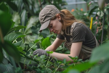 Scientist Nurturing Botanical Specimens