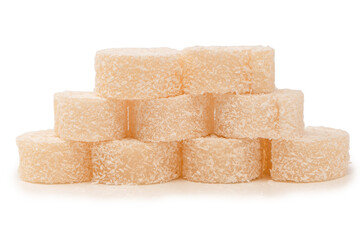 Coconut candy roll isolated on a white background.