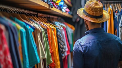 a person shopping for designer clothes and accessories, illustrating the lifestyle associated with affluence