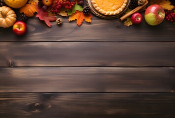 Naklejka premium Autumn Harvest Tabletop With Copy Space