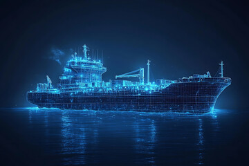 Fototapeta premium Cargo Ship it Wireframe plexus style Illustration