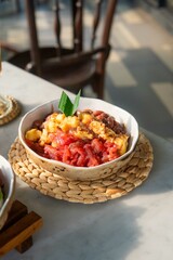 Waffle Fruits on top dessert delicious sugar