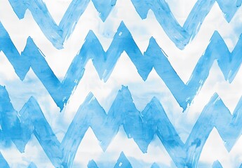 Watercolor Light Blue Chevron Pattern
