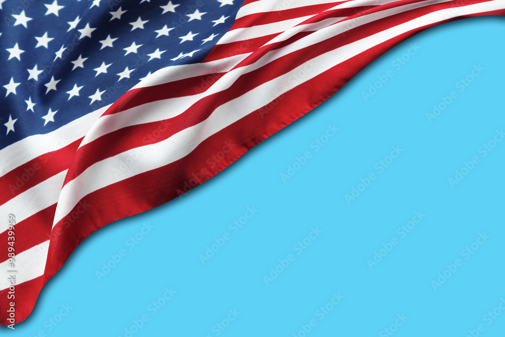 Wall mural American flag on blue