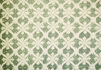 Vintage Green and Cream Diamond Patterned Fabric