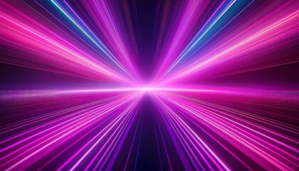 Fototapeta premium Neon speed rays abstract background. A burst of pink light energy. The movement of luminous purple rays in space. 