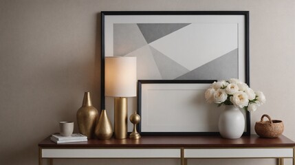 An elegant area in a room interior design 3d illustration template and interior rendering mockup template.