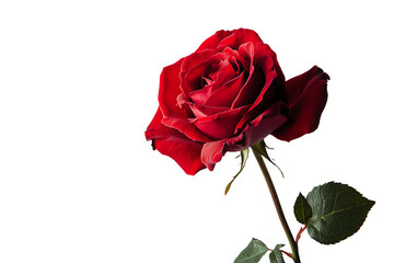 Naklejka premium Elegant Red Rose with Ribbon, Perfect for Romantic Gestures, Weddings, and Special Occasions, Isolated on White Background