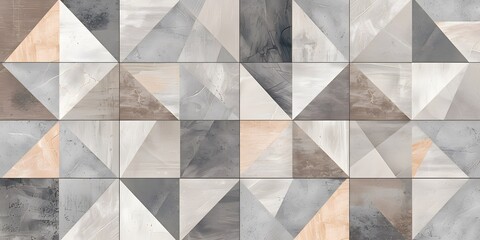 Beige And Gray Geometric Tile Wall Texture