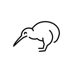 Australian bird kiwi black line illustration. Animals of Australia.
