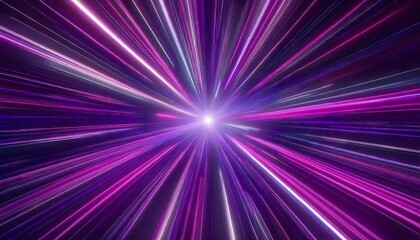 Neon speed rays abstract background. A burst of pink light energy. The movement of luminous purple rays in space.
