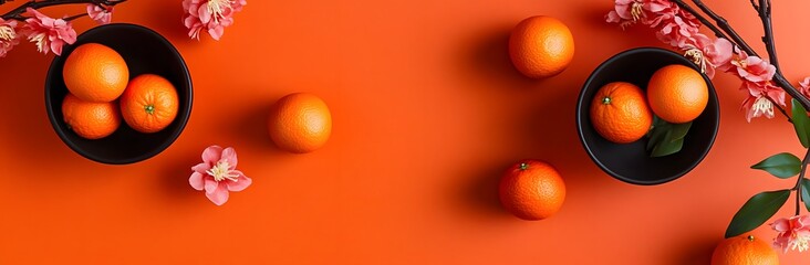 Minimalist Chinese New Year Oranges & Flowers