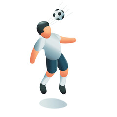 Isometric vector illustration Football Soccer Poses - Jumping Back Header